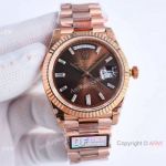 New 2024 / QF V5 Rolex Day-Date 40 Men's Rose Gold Baguette Super Clone Watch